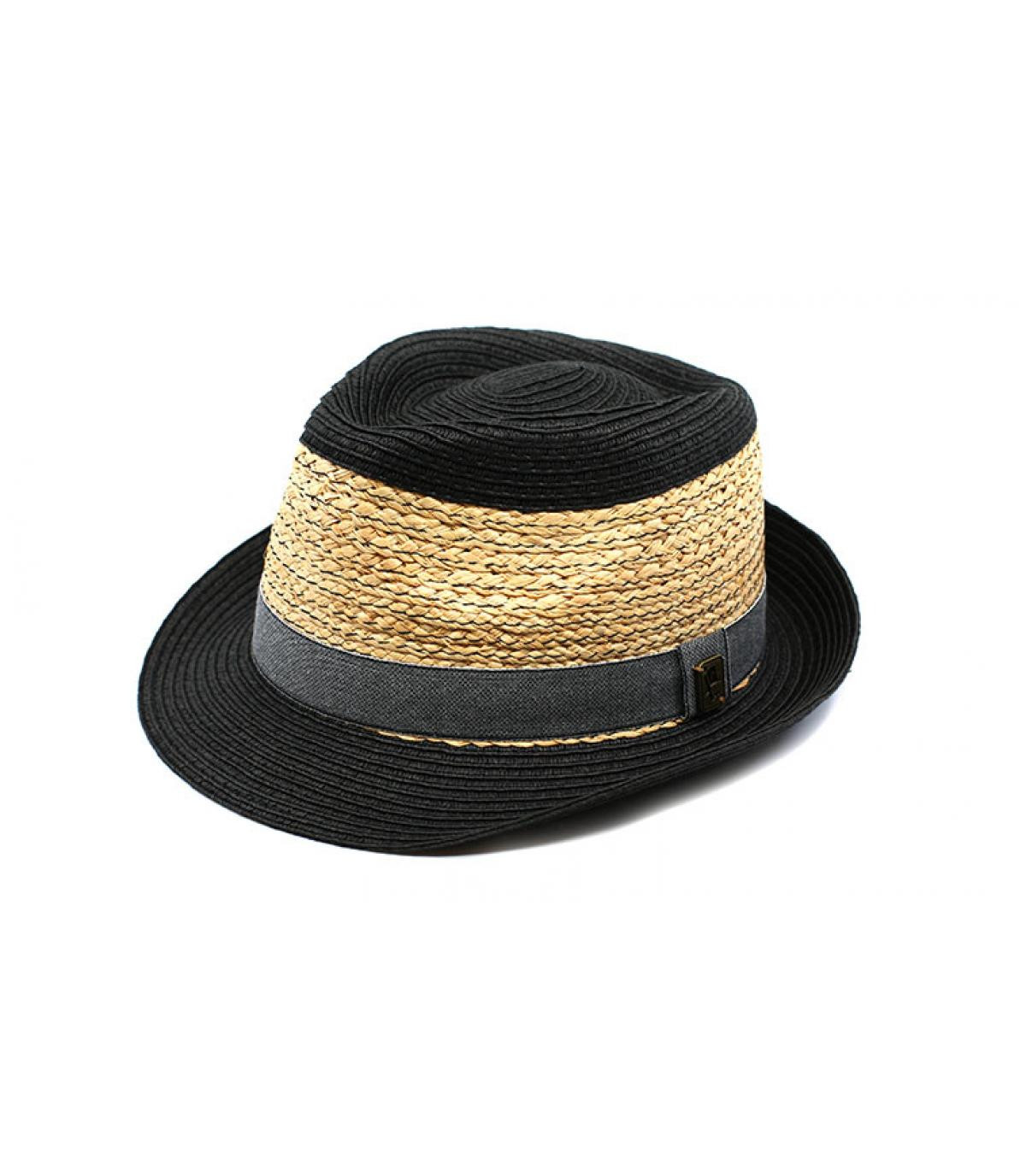 Herman Headwear black beige grey straw trilby Herman Headwear black beige grey straw trilby